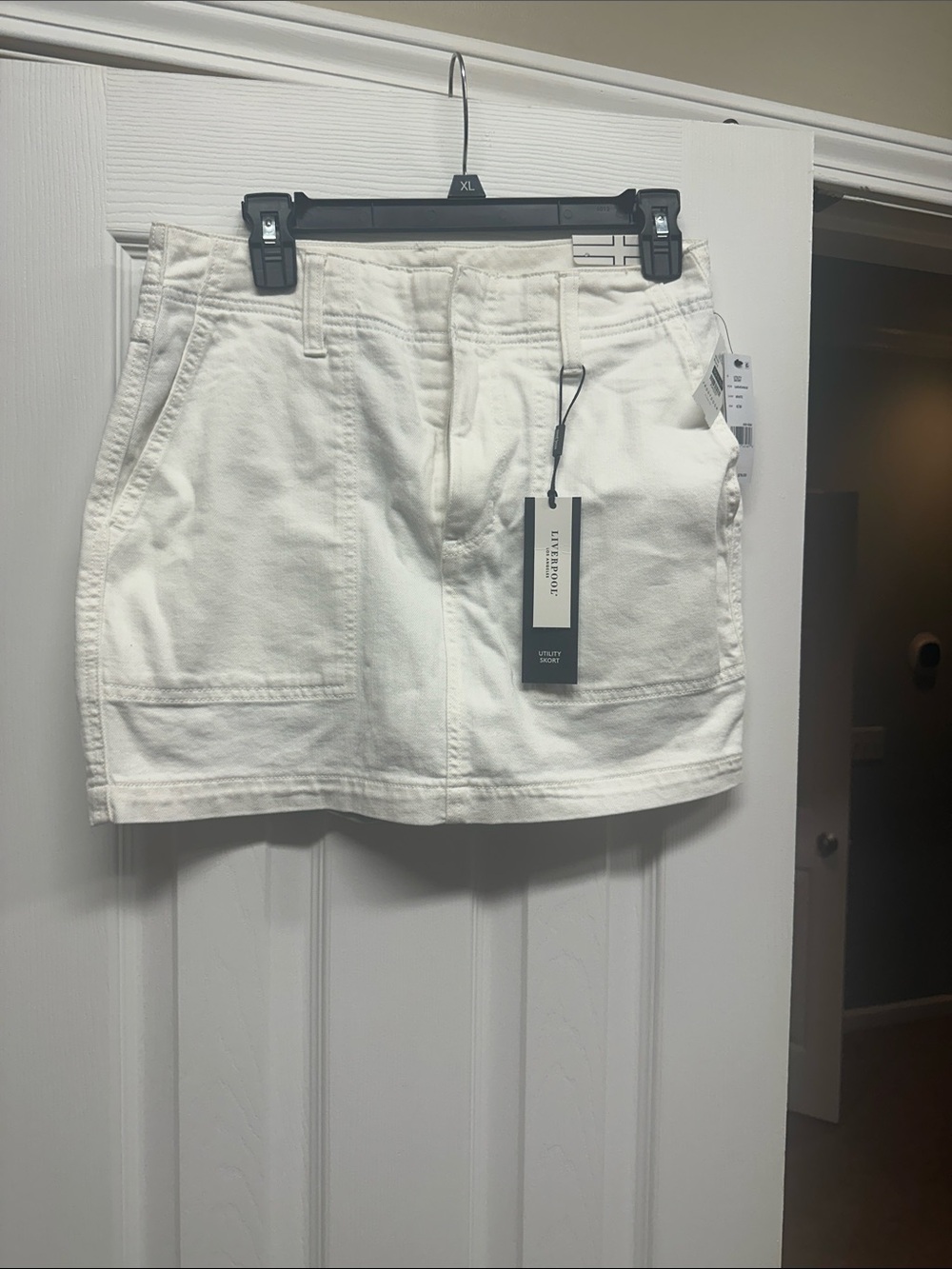 Liverpool White Denim Utility Skort